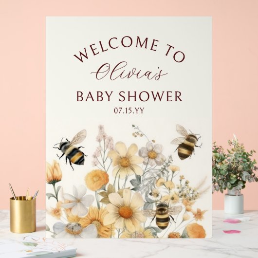 Welkom bij Wildflower Floral Baby shower Acryl Bord (Huwelijk)
