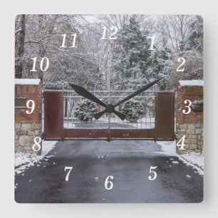 Welkom bij Winter Wall Clock Vierkante Klok