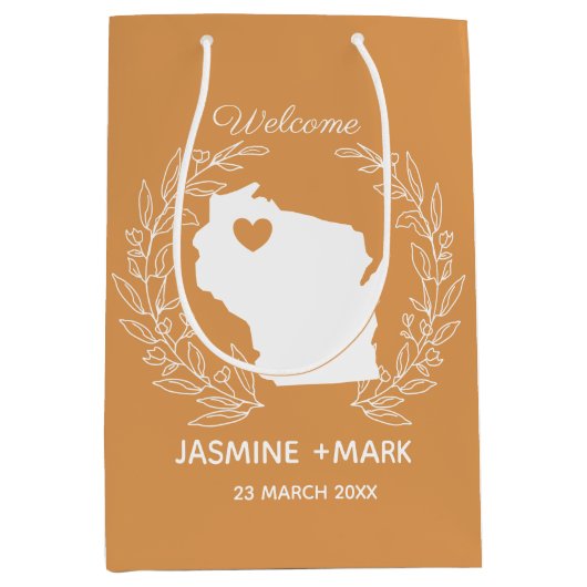 Welkom bij Wisconsin bruiloft Medium Cadeauzakje (Voorkant)