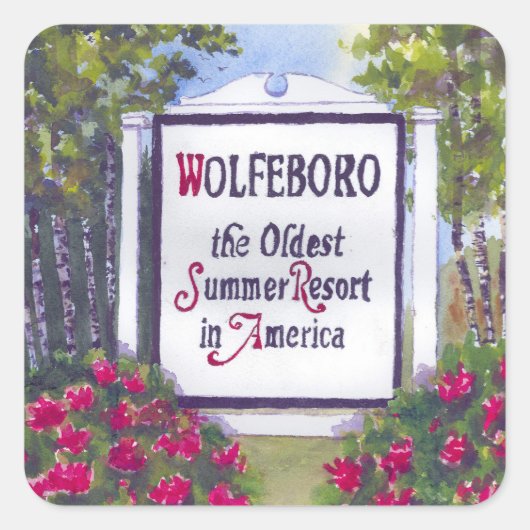 Welkom bij Wolfeboro NH Sign Vierkante Sticker (Voorkant)