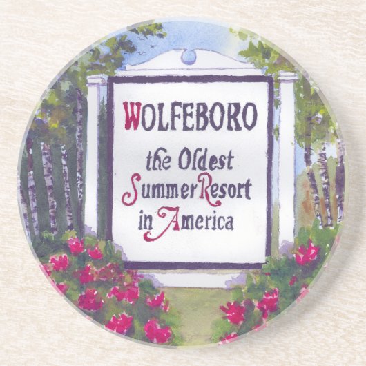 Welkom bij Wolfeboro NH Sign Zandsteen Onderzetter (Voorkant)