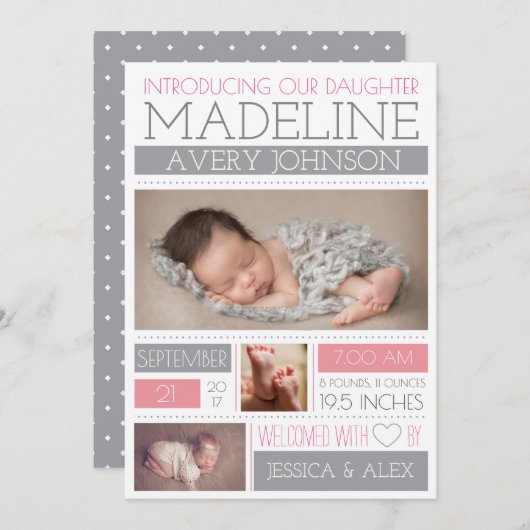 Welkom bij Wonder Birth Aankondiging (Voorkant / Achterkant)