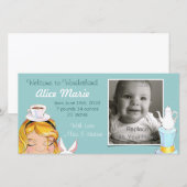 Welkom bij Wonderland Geboorteaankondiging Blauw Aankondiging (Voorkant / Achterkant)