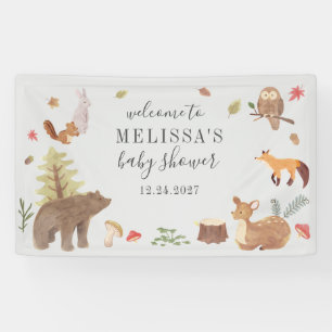 Welkom bij Woodland Animals Greenery Baby Shower Spandoek