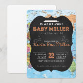 Welkom bij World Baby shower Uitnodigen Kaart (Voorkant / Achterkant)