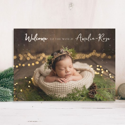 Welkom bij World Calligraphy Elegant Photo Baby Aankondiging