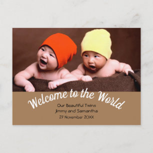 Welkom bij World Twin Birth Notice Foto Briefkaart