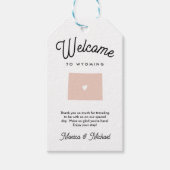 Welkom bij WYOMING Wedding OM HET EVEN WELKE KLEUR Cadeaulabel (Voorkant)