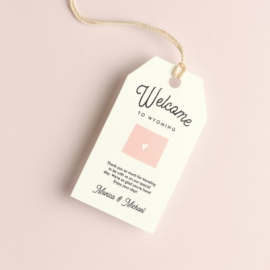 Welkom bij WYOMING Wedding OM HET EVEN WELKE KLEUR Cadeaulabel