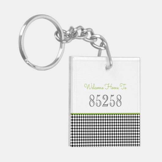 Welkom bij ZIP CODE Black Green Classic Sleutelhanger (Voorkant Links)