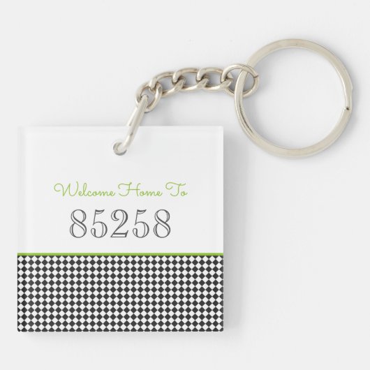 Welkom bij ZIP CODE Black Green Classic Sleutelhanger (Achterkant)