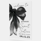 Welkom Black Bow Coquette Script Sweet 16 Feest Acryl Bord (Hoek)