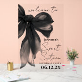 Welkom Black Bow Coquette Script Sweet 16 Feest Acryl Bord (Huwelijk)