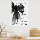 Welkom Black Bow Coquette Script Sweet 16 Feest Poster (Keuken)
