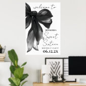 Welkom Black Bow Coquette Script Sweet 16 Feest Poster (Thuiskantoor)