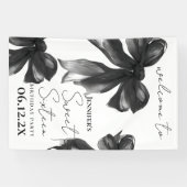 Welkom Black Bow Coquette Script Sweet 16 Feest Spandoek (Horizontaal)