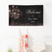 Welkom Black Glitter Balloons Sparkle Party Spandoek (Insitu)