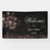 Welkom Black Glitter Balloons Sparkle Party Spandoek (Horizontaal)