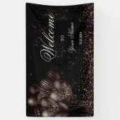 Welkom Black Glitter Balloons Sparkle Party Spandoek (Verticaal)