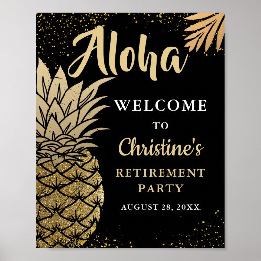 Welkom Black Gold Pineapple Retirement Party Poster (Voorkant)
