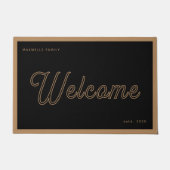 Welkom Black Gold Script Familienaam Jaar Deurmat (Voorkant)