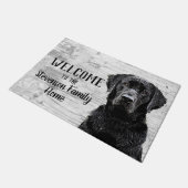 Welkom, Black Lab Dog Animal Familienaam Home Deurmat (Schuin)
