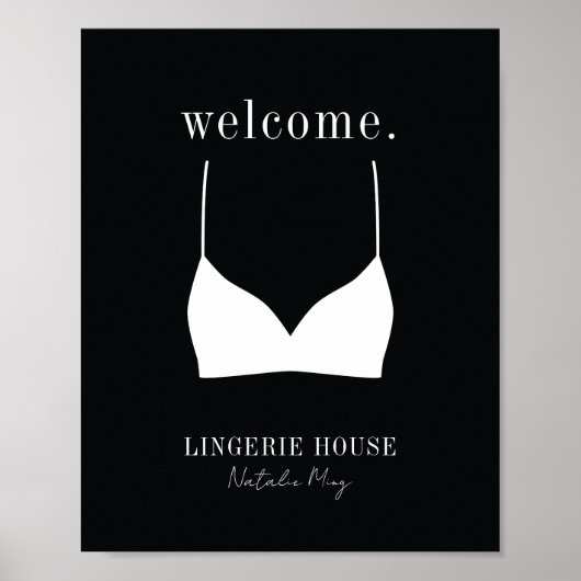 Welkom Black White Lingerie Boutique Logo Poster (Voorkant)
