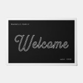 Welkom Black White Script Familienaam Jaar Deurmat (Voorkant)
