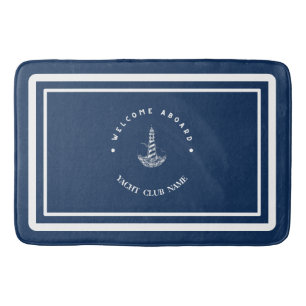 Welkom Blauw Anker Nautische zeilboot DIY Naam Badmat