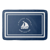 Welkom Blauw Anker Nautische zeilboot DIY Naam Badmat (Voorkant)