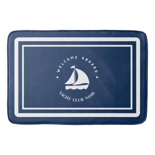 Welkom Blauw Anker Nautische zeilboot DIY Naam Badmat (Voorkant)