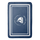 Welkom Blauw Anker Nautische zeilboot DIY Naam Badmat (Voorkant Verticaal)