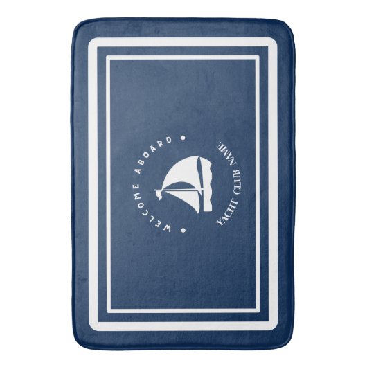 Welkom Blauw Anker Nautische zeilboot DIY Naam Badmat (Voorkant Verticaal)