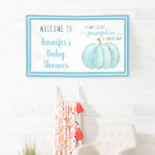 Welkom Blauw Lief Klein Pompoen Baby shower Spandoek (Insitu)