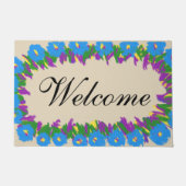 Welkom Blauwe Bloemende Deurmatten (Voorkant)