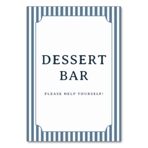 Welkom Blauwe Gestreepte Dessert Bar Bord Kaart