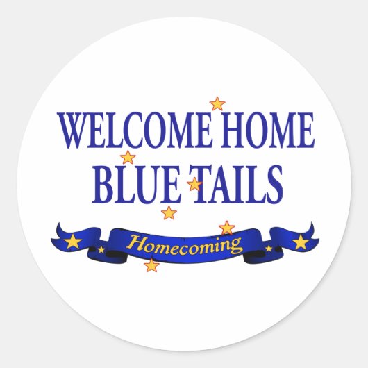 Welkom - Blauwe Tails Ronde Sticker (Voorkant)