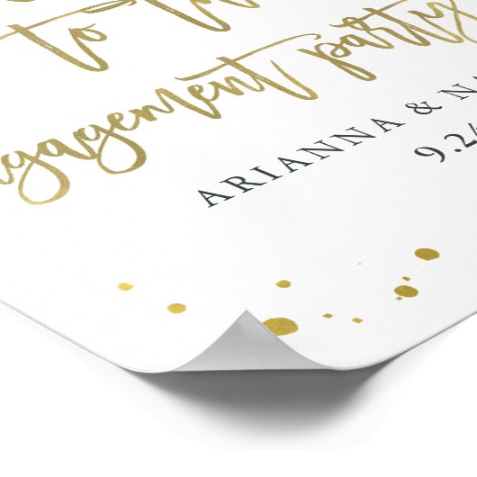 Welkom blauwgroen Geode en Gold Engagement Party Poster (Hoek)