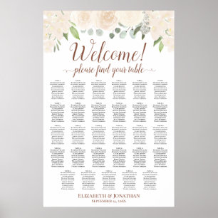 Welkom! Bleekroze Rozen 29 Tafel Stoelenkaart Poster