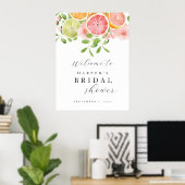 Welkom, bloemen en Citrus Vrijgezellenfeest Poster (Thuiskantoor)