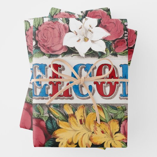  WELKOM Bloemen Housewarming Party Inpakpapier Vel (In situ)