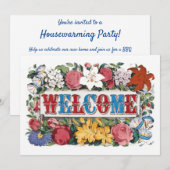 WELKOM Bloemen Housewarming Party Kaart (Voorkant / Achterkant)