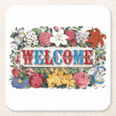  WELKOM Bloemen Housewarming Party Kartonnen Onderzetters (Voorkant)