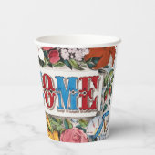  WELKOM Bloemen Housewarming Party Papieren Bekers (Achterkant)