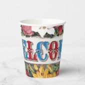  WELKOM Bloemen Housewarming Party Papieren Bekers (Links)