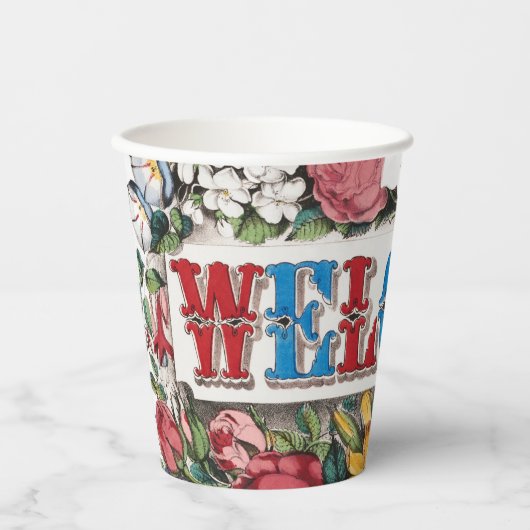 WELKOM Bloemen Housewarming Party Papieren Bekers (Voorkant)