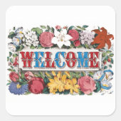  WELKOM Bloemen Housewarming Party Vierkante Sticker (Voorkant)