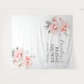 WELKOM Bloemige Pioenrozen Roze Bruiloft BRUILOFTS Wandkleed (Voorkant (horizontaal))