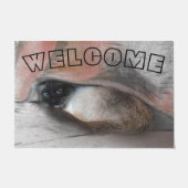 WELKOM Blue Eyed Siamese kitten onder deken Deurmat (Voorkant)