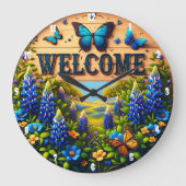 Welkom Blue Lupin Field Butterflies Grote Klok (Voorkant)
